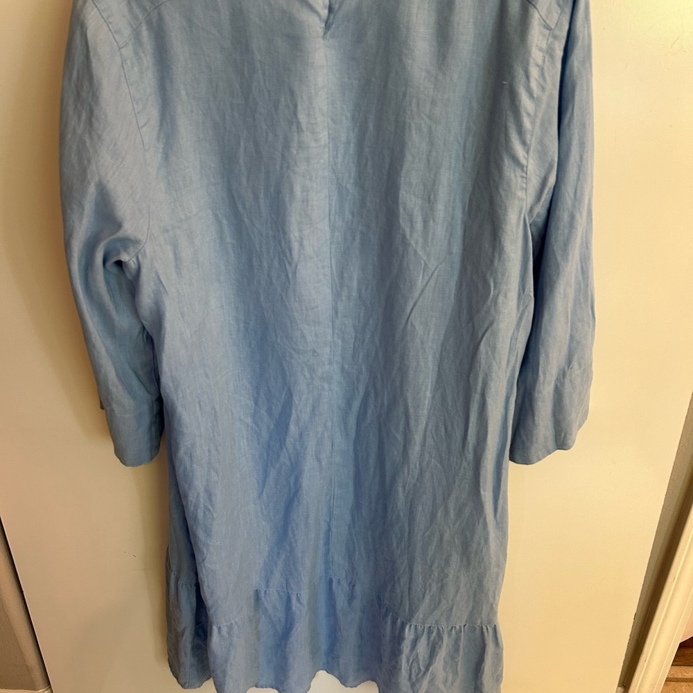 J. Jill Linen Shift Dress Cornflower Blue Cottagecore Beach Vacation  XL - Picture 6 of 9